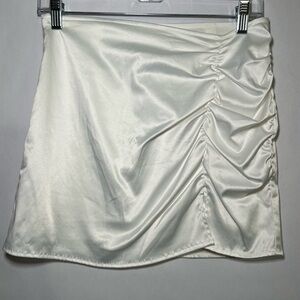 Glassons White Mini Ruched Skirt Size US 4 (AU 8) Glossy Party NWT